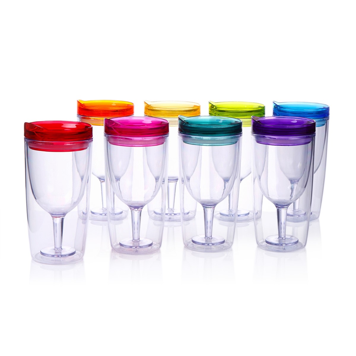 Wine Tumbler 10 oz, 8 Pack (Multicolor)