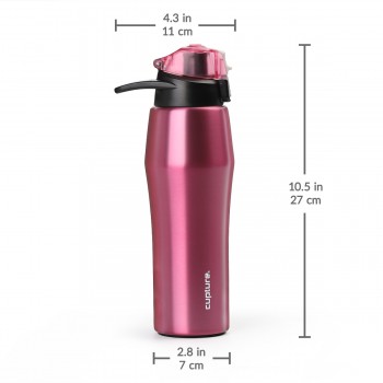 Cupture Action Bottle Flip Top with Handle - 22oz Double Wall Vacuum-Insulated Stainless Steel Water Bottle (Pink)