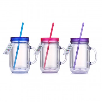 Mason Tumbler 20 oz, 3 Pack (Blue, Pink, Purple)