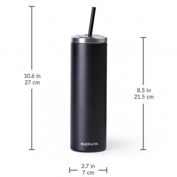 Stainless Steel Skinny Cup - 16 oz, Jet Black