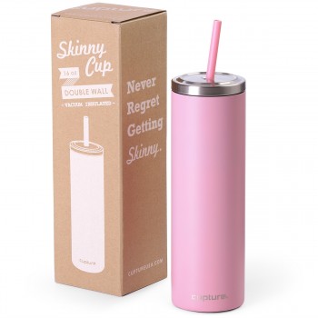 Stainless Steel Skinny Cup - 16 oz, Blush Pink