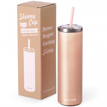 Stainless Steel Skinny Cup - 16 oz, Rose Gold