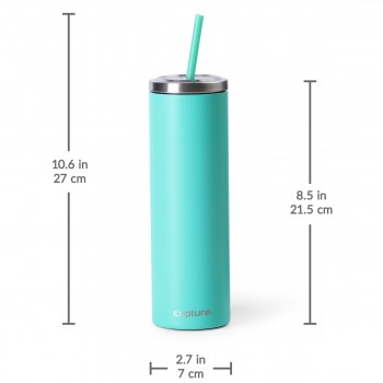 Stainless Steel Skinny Cup - 16 oz, Bright Teal