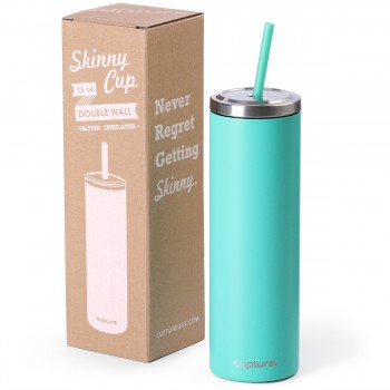 Stainless Steel Skinny Cup - 16 oz, Bright Teal