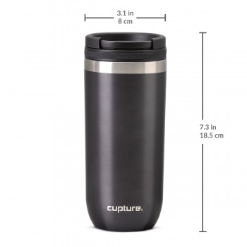 Cupture TWIST-TOP Vacuum-Insulated Stainless Steel Travel Mug, 16 oz, Gunmetal Gray