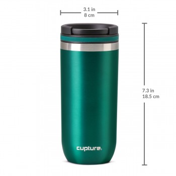 Cupture TWIST-TOP Vacuum-Insulated Stainless Steel Travel Mug, 16 oz, Emerald Green