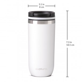 Cupture TWIST-TOP Vacuum-Insulated Stainless Steel Travel Mug, 16 oz, Winter White