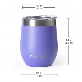 Cupture Stemless Wine Tumblers 12 oz Vacuum Insulated Mug with Lids - 18/8 Stainless Steel (Ultra Violet)