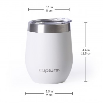 Cupture Stemless Wine Tumblers 12 oz Vacuum Insulated Mug with Lids - 18/8 Stainless Steel (Winter White)