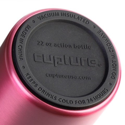 Cupture Action Bottle Flip Top with Handle - 22oz Double Wall Vacuum-Insulated Stainless Steel Water Bottle (Pink)