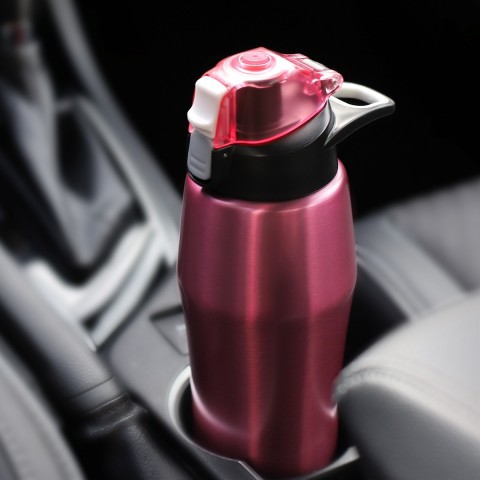 Cupture Action Bottle Flip Top with Handle - 22oz Double Wall Vacuum-Insulated Stainless Steel Water Bottle (Pink)