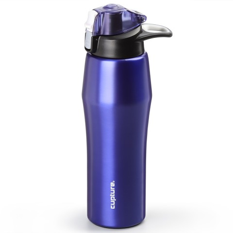 Cupture Action Bottle Flip Top with Handle - 22oz Double Wall Vacuum-Insulated Stainless Steel Water Bottle (Purple)