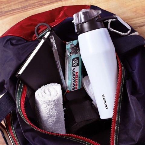 Cupture Action Bottle Flip Top with Handle - 22oz Double Wall Vacuum-Insulated Stainless Steel Water Bottle (Purple)