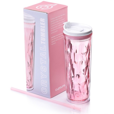 Crystal Tumbler 22 oz - Pink Rose