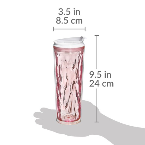 Crystal Tumbler 22 oz - Pink Rose