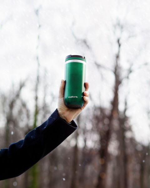 Cupture TWIST-TOP Vacuum-Insulated Stainless Steel Travel Mug, 16 oz, Emerald Green
