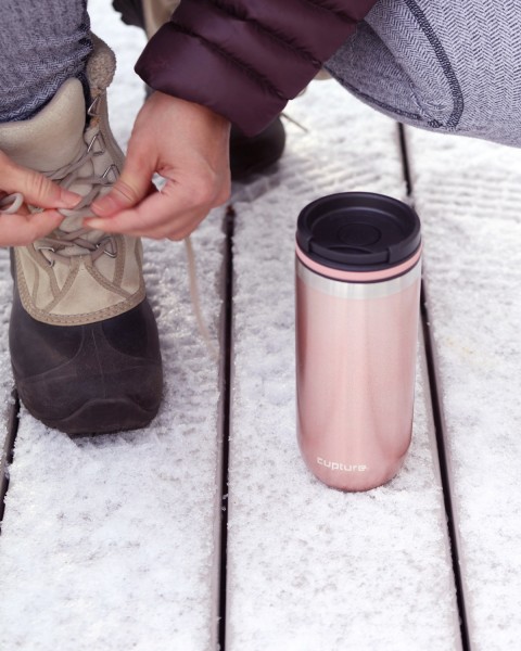 Cupture TWIST-TOP Vacuum-Insulated Stainless Steel Travel Mug, 16 oz, Rose Gold