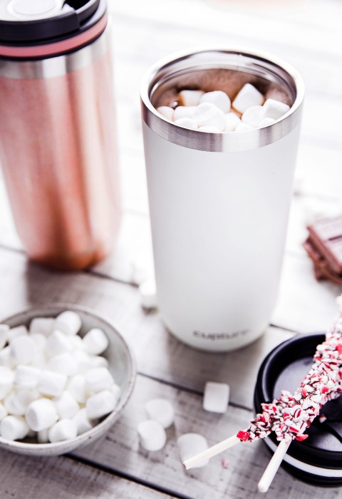 Cupture TWIST-TOP Vacuum-Insulated Stainless Steel Travel Mug, 16 oz, Gunmetal Gray