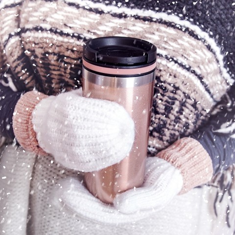 Cupture TWIST-TOP Vacuum-Insulated Stainless Steel Travel Mug, 16 oz, Rose Gold