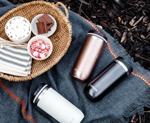 Cupture TWIST-TOP Vacuum-Insulated Stainless Steel Travel Mug, 16 oz, Winter White