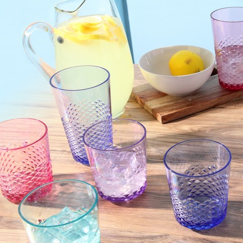 Diamond Plastic Tumblers, 24 oz / 14 oz, 8 Pack (Assorted Colors)