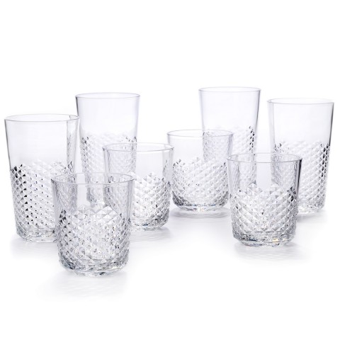 Diamond Plastic Tumblers, 24 oz / 14 oz, 8 Pack (Clear)