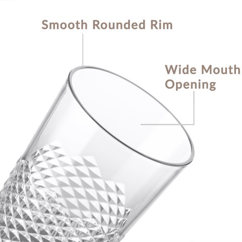 Diamond Plastic Tumblers, 24 oz / 14 oz, 8 Pack (Clear)