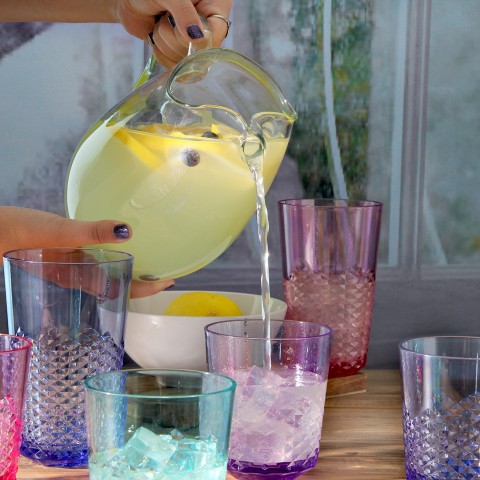 Diamond Plastic Tumblers, 24 oz / 14 oz, 8 Pack (Assorted Colors)