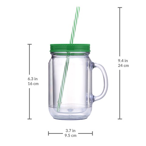 Mason Tumbler 20 oz, 3 Pack (Green, Red, Blue)