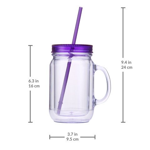 Mason Tumbler 20 oz, 3 Pack (Blue, Pink, Purple)