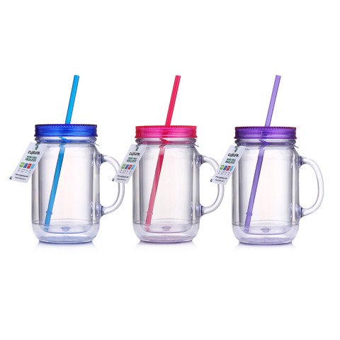 Mason Tumbler 20 oz, 3 Pack (Blue, Pink, Purple)