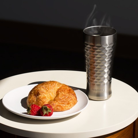 Stainless Steel Pint Cup 16 oz, 2 Pack (Chrome, Quilted) 