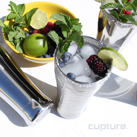 Stainless Steel Pint Cup 16 oz, 2 Pack (Chrome, Quilted) 