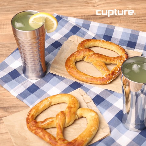 Stainless Steel Pint Cup 16 oz, 2 Pack (Chrome, Quilted) 