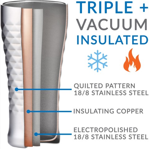 Stainless Steel Pint Cup 16 oz, Quilted