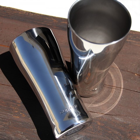 Stainless Steel Pint Cup 16 oz, 2 Pack (Chrome, Quilted) 