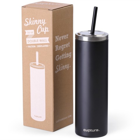Stainless Steel Skinny Cup - 16 oz, Jet Black