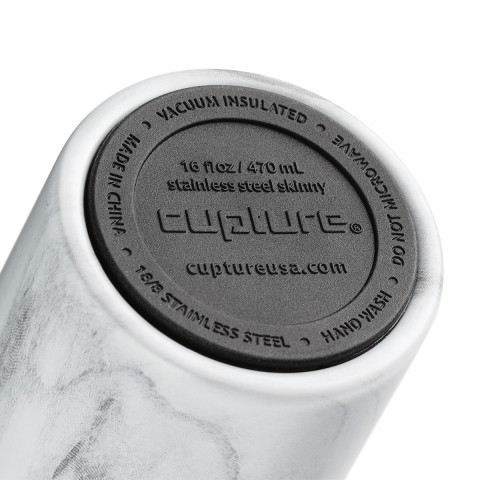 Stainless Steel Skinny Cup - 16 oz, White Marble