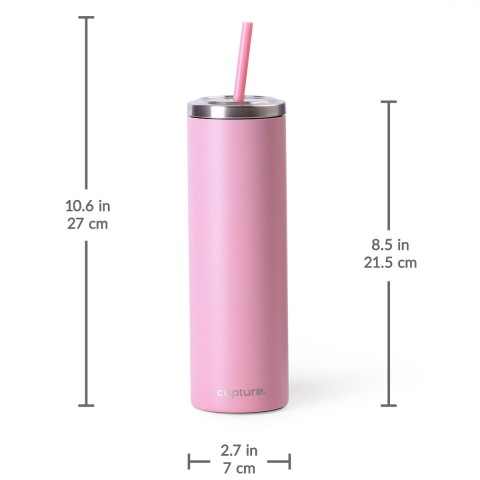 Cupture Stainless Steel Skinny Insulated Tumbler Cup with Lid and Reusable  Straw - 16 oz (Blush Pink)