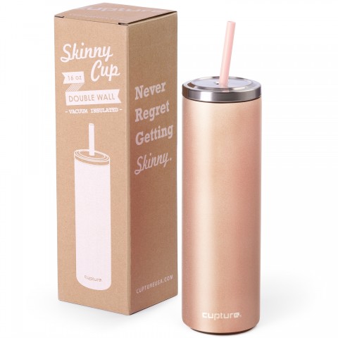 Stainless Steel Skinny Cup - 16 oz, Rose Gold