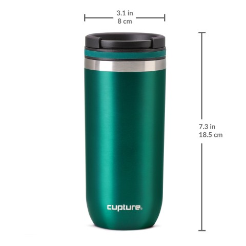 Cupture TWIST-TOP Vacuum-Insulated Stainless Steel Travel Mug, 16 oz, Emerald Green