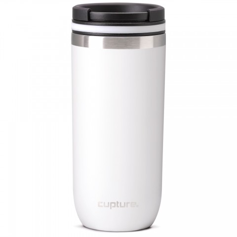 Cupture TWIST-TOP Vacuum-Insulated Stainless Steel Travel Mug, 16 oz, Winter White