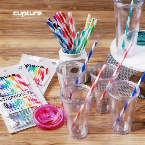 Striped Color Straws 12 Pack