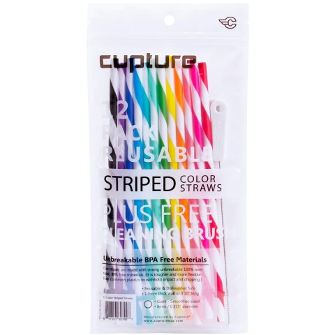 Striped Color Straws 12 Pack
