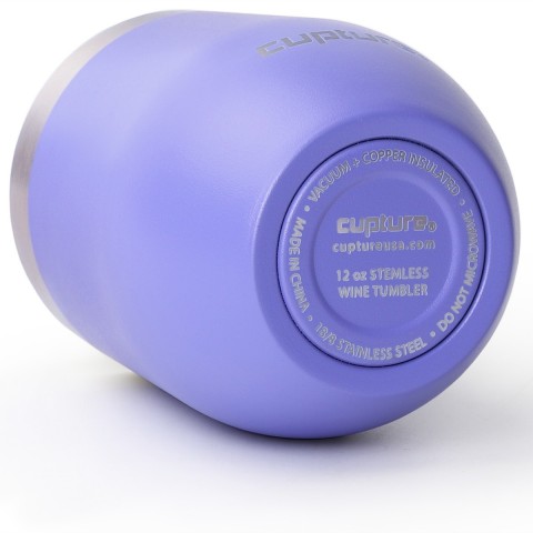Cupture Stemless Wine Tumblers 12 oz Vacuum Insulated Mug with Lids - 18/8 Stainless Steel (Glacier Blue)