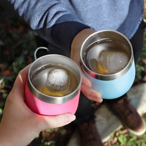 Cupture Stemless Wine Tumblers 12 oz Vacuum Insulated Mug with Lids - 18/8 Stainless Steel (Ultra Violet)