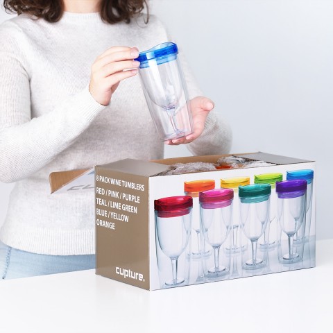 Wine Tumbler 10 oz, 8 Pack (Multicolor)