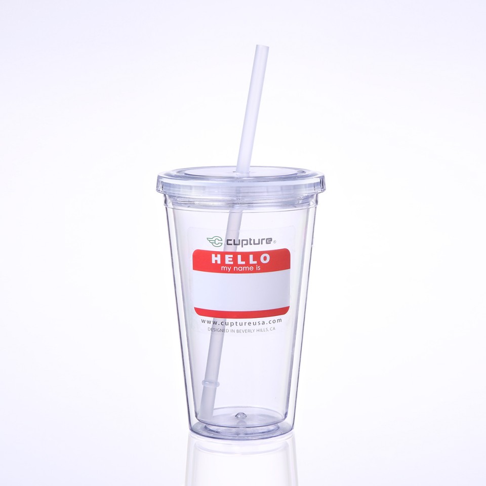 Cupture Classic 16oz Candy Tumbler in Clear with Matching Straw