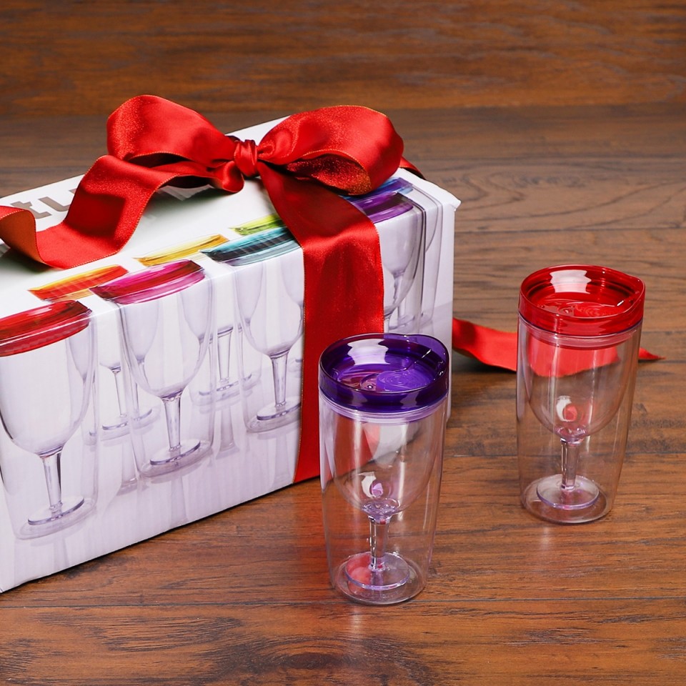 Cupture Wine Tumblers 10 oz 8 Pack in Assorted Colors