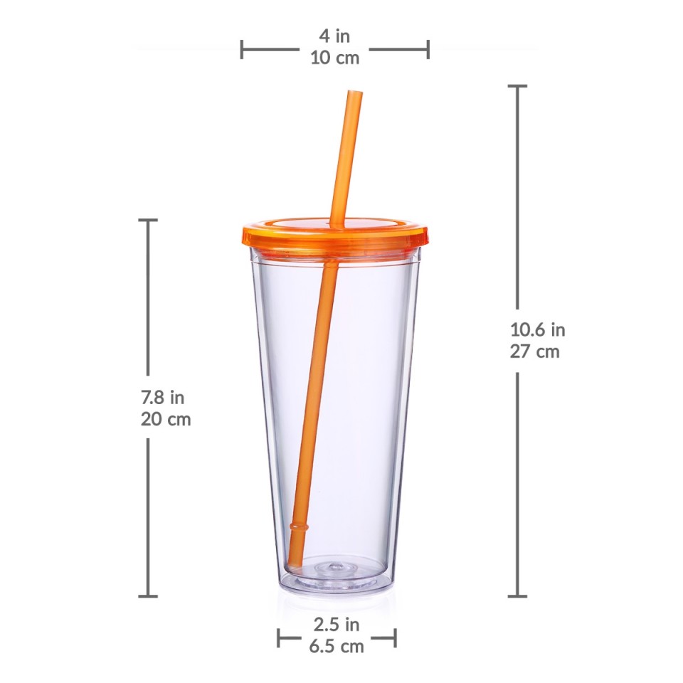 Cupture Classic 24oz Candy Tumbler in Orange with Matching Straw